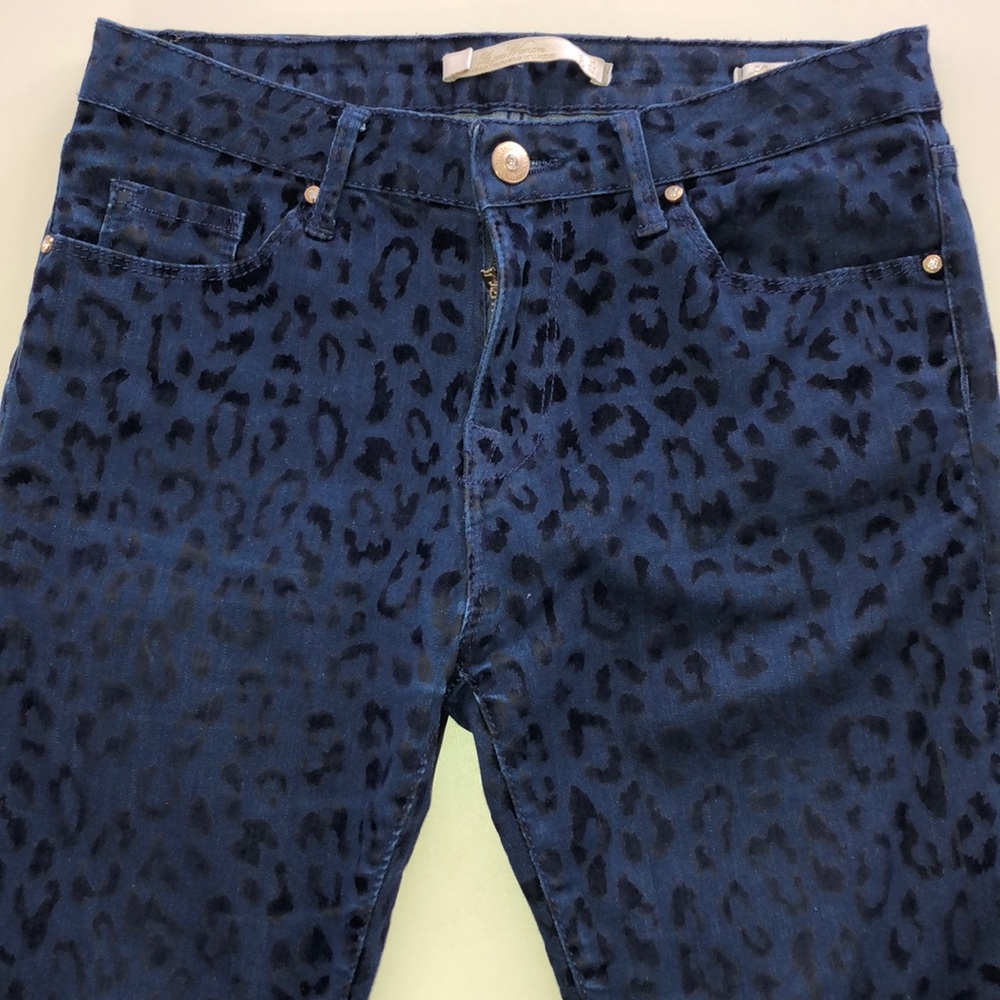 Zara blue cheetah print jeans